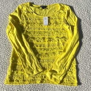 NWT GapKids bright yellow long sleeve shirt. Rows of ribbon and trim in front